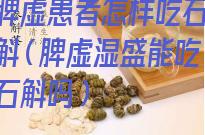 脾虚患者怎样吃石斛